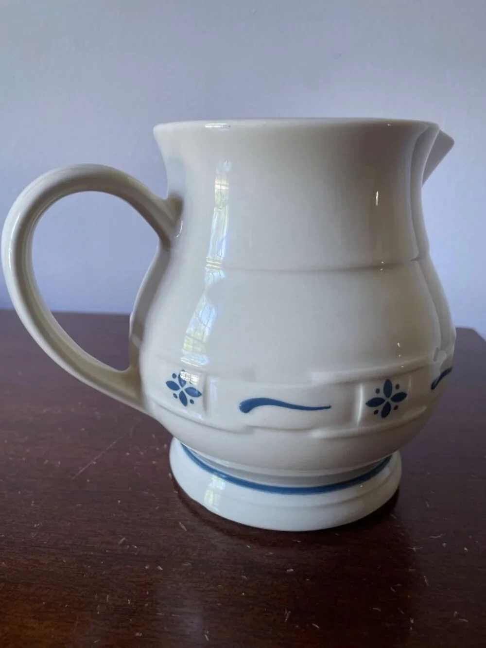 Vintage Longaberger Woven Traditions Classic Blue Pitcher Cottage Core pottery